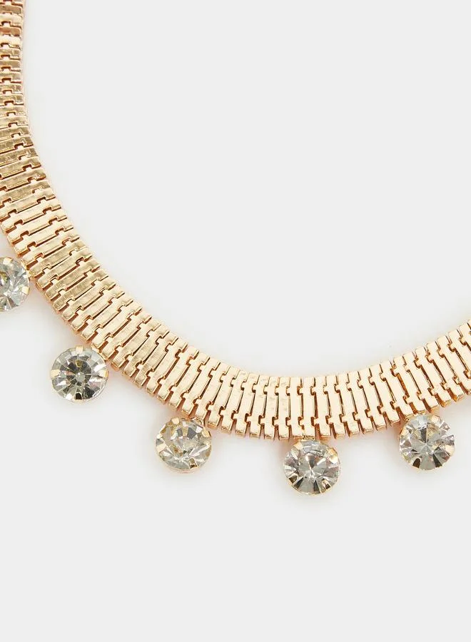 ستايلي عقد سلسلة حية متدلية بكريستال